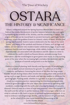 the back cover of ostara's book, the history and significance