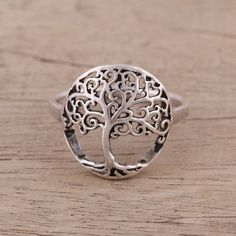 From designer Neetu Barathi comes this stunning cocktail ring that celebrates the beauty of nature. An elegant tree motif is hand crafted from sterling silver in intricate Indian jali openwork. The ring is given a combination of high polish and oxidized finishes to enhance the design. Silver Gemstone Rings, Silver Cocktail, Jewelry Ads, Silver Spinner Rings, Sterling Silver Engagement Rings, Small Rings, Jewelry Online Shopping, Favorite Rings, Silver Earrings Dangle