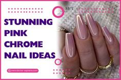 Pink Summer Nail Ideas, Chrome Manicure, White Chrome Nails, Summer Nail Ideas