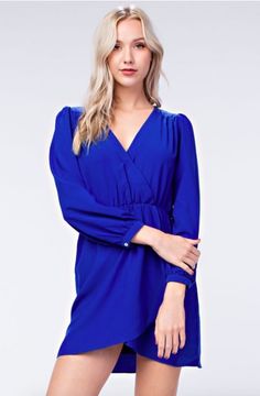 Hannah Royal Blue Wrap Dress Royal Blue Long Sleeve Dress, Royal Blue Wrap Dress, Hourglass Waist, Cute Pumps, Wrap Dress Long, Blue Wrap Dress, Blue Clothing, Blue Long Sleeve Dress, Boho Pink