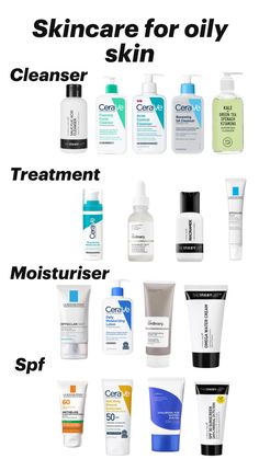 you can get most of these from your local boots or sephora and they are under £25 each depending on what size you get Haut Routine, Skincare For Oily Skin, Face Skin Care Routine, Oily Skin Care Routine, Skin Care Routine Order, Cleanser For Oily Skin