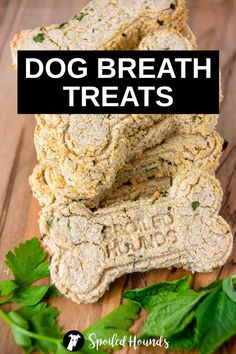 homemade dog treats stacked on top of each other with the title overlay above it