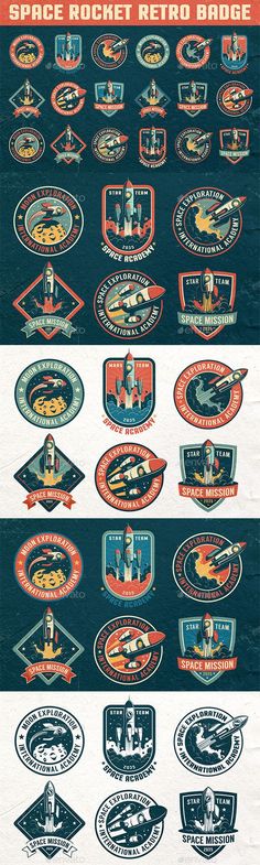 Space Rocket Retro Badge Space Badge, Rocket Space, Retro Rocket, Retro Space, Space Rocket, Vintage Space, Spaceship