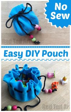 an easy diy pouch made out of fabric and beads with instructions to make it