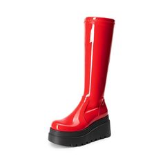 a pair of red rain boots on a white background