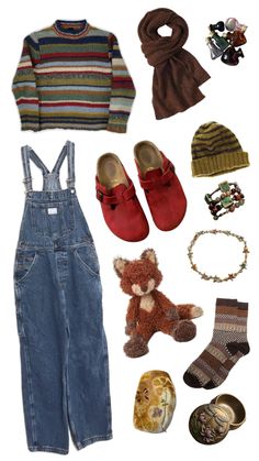 #fall #outfit #fox #outfitinspo #sweater #whimsigoth #autumn #whimsical Christmas Alternative Outfit, Maximalist Winter Outfits, Eclectic Grandpa Outfit, Funky Winter Outfits, Quirky Fashion Aesthetic, Whimsical Aesthetic Outfit, 90s Fall Outfits, Whimsigoth Autumn, Artsy Outfit Aesthetic