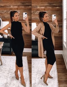 How to Style J.Crew Juliette Sweater Blazer - Blushing Rose Style Blog Sweater Dress With Blazer Outfit, J Crew Juliette Sweater Outfit, Blazer Over Dress Outfits, Dresses With Blazers, Blazer Over Dress, Dress With Blazer Outfit, Black Bodycon Dress Outfit, Black Sweater Dress Outfit, Dress And Blazer Outfit