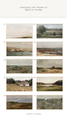 an image of the same landscape with different colors and sizes, including watercolors