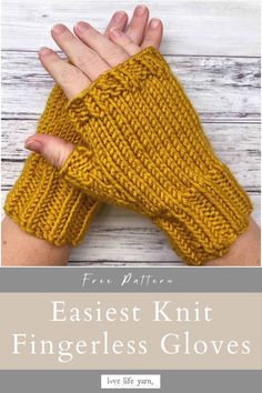 Easiest Fingerless Gloves Knitting Pattern Fingerless Gloves Knitted Pattern, Gloves Pattern, Learn How To Knit, Fingerless Mittens, Hat Knitting Patterns, Knitting Accessories