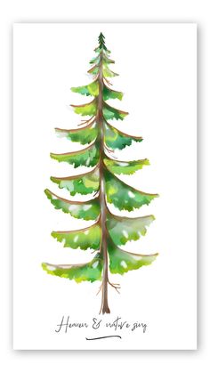 a watercolor painting of a pine tree