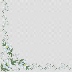 a cross stitch border with daisies and leaves