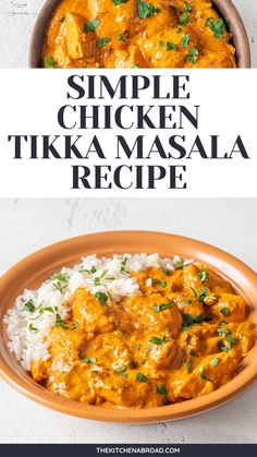 chicken tikka masala recipe on a plate with rice