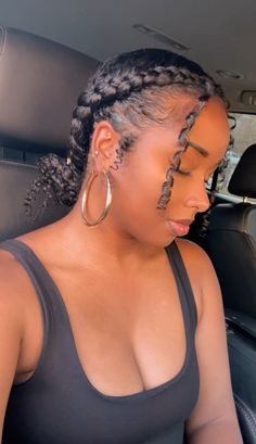 Easy Natural Protective Styles, Natural Hair Two Braids, Natural Vacation Hairstyles, Two Braids With Curls, Curly Hair Braid, Black Women Hairstyles Natural, Natural Hair Updos, Short Braid Hairstyles, Curly Hairstyles Ideas