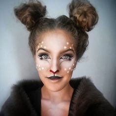 Pin for Later: Deer Makeup Halloween Costume Ideas You'll Want to Fawn Over Like a red nose — Deer Halloween Makeup, Maquillage Halloween Simple, Deer Makeup, Halloween Make-up Looks, Animal Makeup, Deer Costume, Popsugar Beauty, Halloween Costumes Makeup, Halloween Makeup Looks