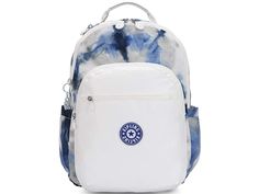 Back To School Nylon Backpack With Zipper, Casual Waterproof Backpack, Casual Nylon Backpack With Zipper Closure, White Nylon Backpack With Zipper Pocket, Waterproof Nylon Bag For Back To School, White Nylon Casual Backpack, Trendy White Nylon Backpack, Casual White Nylon Backpack, Kipling Backpack