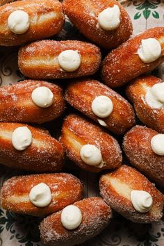 there are many doughnuts with icing on them