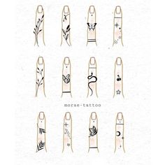 an illustrated drawing of different types of tattoos