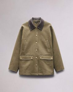 The Cassidy. Fully lined, this jacket has a relaxed silhouette with dropped shoulders and full sleeves. It's crafted in a midweight cotton with a pointed faux leather collar. Army L Edgy Jeans, Fall Wardrobe Essentials, Jacket Pattern Sewing, Rag And Bone, Leather Collar, Jacket Pattern, Full Sleeves, Cotton Jacket, Casual Everyday