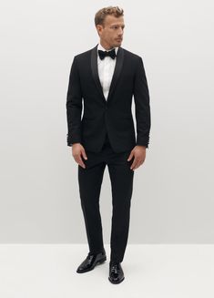 Black Shawl Lapel Tuxedo | Suits for Weddings & Events Luxury Black Blazer For Black Tie Events, Sleek Fitted Tuxedo With Long Sleeves, Sleek Semi-formal Long Sleeve Tuxedo, Black Tuxedo With Pressed Crease For Evening, Black Single Breasted Outerwear For Wedding, Elegant Black Single-breasted Tuxedo, Timeless Black Formal Outerwear, Black Evening Tuxedo With Pressed Crease, Black Single-breasted Outerwear For Wedding