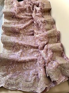 On Chantily lace with scalloped sequins work Prebooking Chantily Lace, Camouflage, Art Collection, Bathing Beauties, Saree, Purses And Bags, Music Clothes, Lace, Clothes For Women