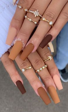 Brown Acrylic Nails, Brown Nails Design, Fall Gel Nails, Fall Acrylic Nails, Thanksgiving Nails, Nail Swag