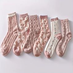 Composition: 50% Cotton,45% Polyester,5% Spandex Material: Cotton Blend Operation Instruction: Hand Wash Or Professional Dry Clean Pattern: Floral Socks Type: Cotton Socks-Long Socks Quantity: 5 Pairs Kawaii Socks, Embroidered Socks, Floral Socks, Pink Boho, Calf Socks, Tube Socks, Floral Vintage, Cotton Socks, 6 Packs