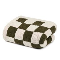 Kashwere olive-malt-check blanket | MY SPA SHOP Power Plate, Sleep Gifts, Checker Pattern, Meditation Cushion, Holiday Store, Cozy Throw Blanket, Cozy Throws, Patterned Throw, Waffle Weave