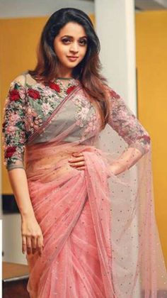 Designer Sarees For Wedding, Sari For Women, Sarees For Wedding, Bhavana Actress, Floral Print Sarees, Fashion Model Photography, 40 Fashion