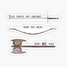 three different types of swords sticker