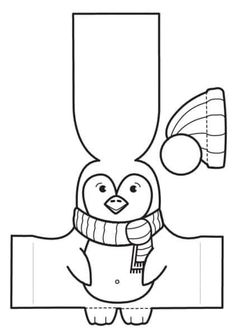 a penguin with a scarf and mittens