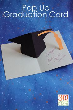 a graduation card with an origami graduate's cap on it and the words pop up graduation card