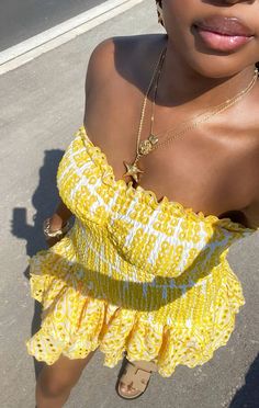 iridessa aesthetic || pixie hollow Mode Tips, Tiered Mini Dress, Effortlessly Chic Outfits, Yellow Outfit, Looks Black, Strapless Mini Dress, Dressy Outfits, Tiered Skirt