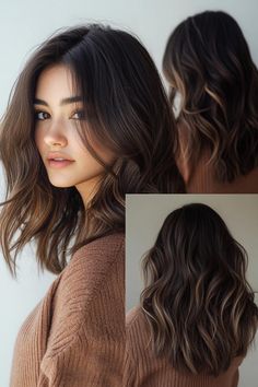 26 Low Maintenance Brunette Balayage Ideas Bridal Hair Color Highlights, Winter Brown Balayage, Reverse Balayage Straight Hair, Shadow Root Balayage Dark Brown, Asian Brunette Hair, Lived In Brunette Balayage, Subtle Brunette Balayage