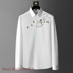 Luxury Shirts, Business Dress Shirts, Fits Streetwear, Brand Embroidery, Formal Shirt Dress, Pola Bordir, Miami Outfits, Men Fabric, Streetwear Shirts