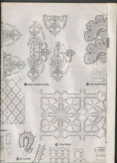 an old book with many different designs on the page and instructions for how to use them