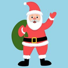 a cartoon santa clause holding a green christmas ornament in one hand and giving the thumbs up