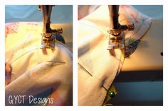 the sewing machine is working on the fabric