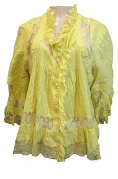 Vintage Style Pretty Yellow Pastel Lacy Frilly by AnchorsAndHelm Pastel Vintage, Yellow Pastel, Frilly Blouse, Pretty Yellow, Pastel Yellow, Pretty Pastel, Mellow Yellow, Cotton Blouses, Victorian Fashion