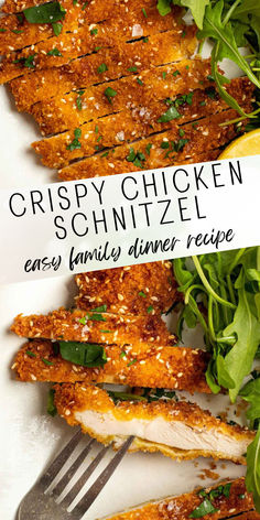 crispy chicken schnitzel with parsley dinner recipe