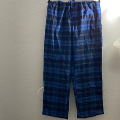 Never Worn. Perfect Condition Black Plaid Pajama Pants, Plaid Pajama, Plaid Pajama Pants, Plaid Pajamas, Pants Blue, Pants Color, Blue And Black, Black Plaid, Mens Pants