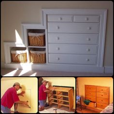 there is a collage of photos showing the different furniture styles and sizes in this room