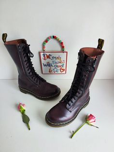 I have a selection of more than 500 pair of RARE, VINTAGE Dr Martens boots. Please visit my SHOP to check out my other DOCs. I will be listing new ones every day.  Dr Martens 14 eye red burgundy 11852 mid calf boots UK3 EU36 US5 Condition: 8/10, good condition Let me know in case you have any questions Retro Mid-calf Boots With Round Toe For Fall, Winter Knee-high Burgundy Boots, Burgundy Knee-high Winter Boots, Burgundy Knee-high Boots For Winter, Retro Round Toe Mid-calf Boots For Winter, Burgundy High-top Boots For Winter, Grunge Knee-high Boots For Fall, Vintage Closed Toe Winter Boots, Vintage Mid-calf Boots With Round Toe For Winter