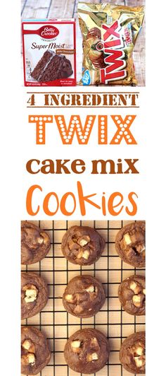 an advertisement for two mix cookies on a wire rack