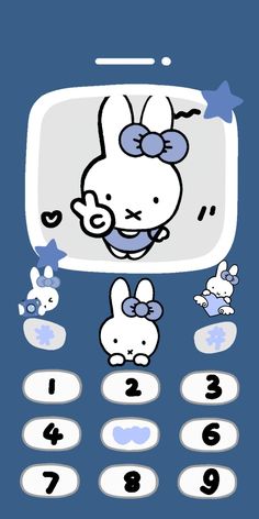 a cartoon character on a cell phone with numbers and symbols around it, as well as an image of a dog