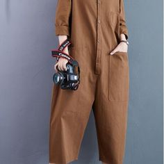 Features: Style: Casual Occasion: Daily/Going Out Sleeves: 3/4 Length Sleeves Pattern: Solid/Pocket Type: Women Casual Jumpsuits Season: Fall/Spring Size Chart: Size Bust ShoulderLength Length cm inch cm inch cm inch One Size 120 47.2 47 18.5 130 51.2 Womens Jumpsuits Casual, Suit Jumpsuit, Cozy Dress, Vest Crop Top, Loose Jumpsuit, Party Dress Short, Short Mini Dress, Beachwear For Women, Swimsuit Cover Ups