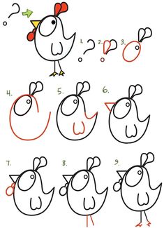 how to draw a chicken step by step instructions for kids and beginners with pictures