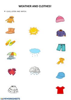 the weather and clothes worksheet for kids to learn how to use it in their classroom