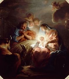 a painting of the birth of jesus