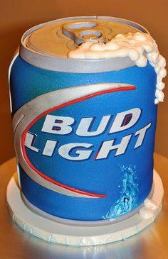 a cake made to look like a can of bud light