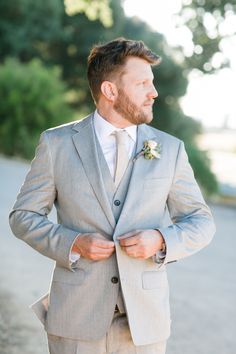 Light Grey Groom Suit, Champagne Wedding Gown, Bridal Suit, Barn Wedding Photography, Groom Ties